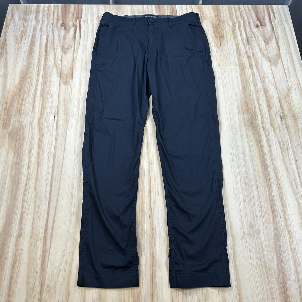 Abercrombie Fitch Men's FITS 32x32 Straight Stretch Waist Pants Dark Navy Casual